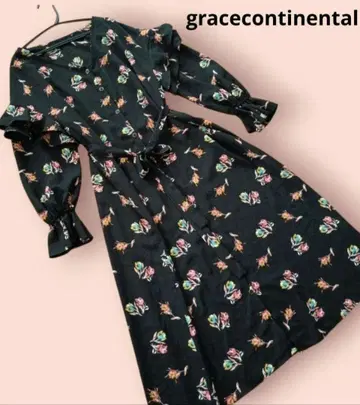 gracecontinental 프릴 2단 귀여운 소매 롱 원피스