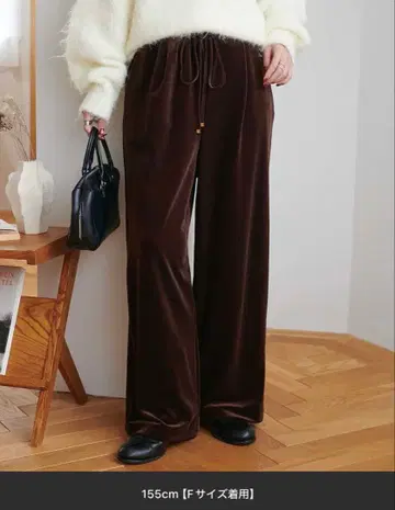 디스코트 브라운 벨로아 와이드 팬츠