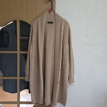 Nature's 새상품 카멜 100% 롱 가디건 베이지