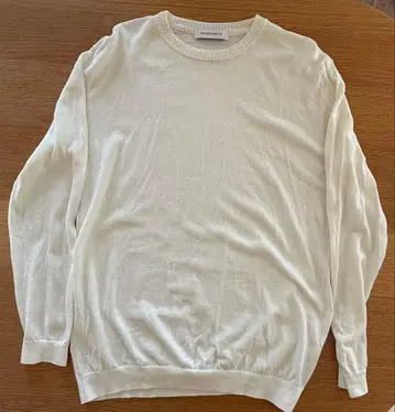 MOONCASTLE 화이트 크루넥 니트 아이스 코튼 L 일본제