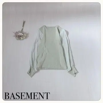 [ 이종 소재 MIX ] 베이스먼트 온라인 코튼 니트 x 시어 슬리브