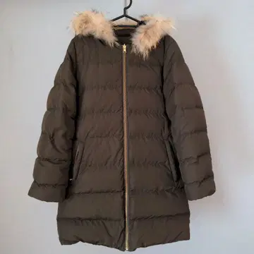 퍼 달린 다크 브라운 다운 자켓