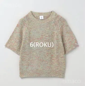 6(ROKU) 믹스 컬러 숏 슬리브 니트