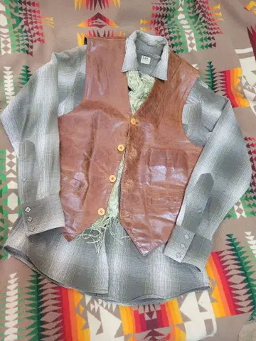 Lee 옴브레 체크 두꺼운 메르 셔츠 L