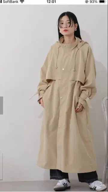 미사용 새상품 kastane 후드 부착 밀리터리 베이지 롱 코트