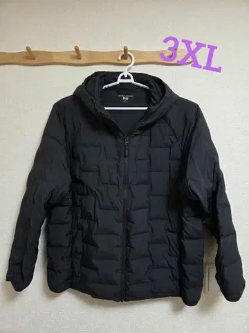 유니클로 퍼프 테크 후드티 블랙 3XL