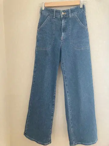 something LISA 레이스업 와이드 데님 팬츠 미색 블루 S