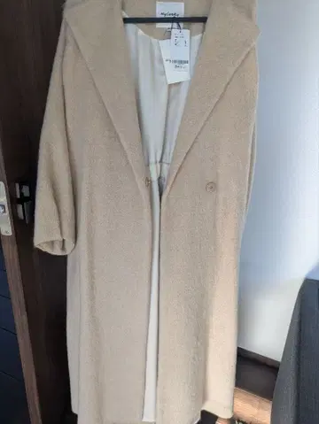 Mylanka 베이지 롱 코트, 노카라, 미사용 새상품