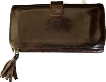 RYU 천연 가죽 다크 브라운 접이식 지갑 태슬 포함