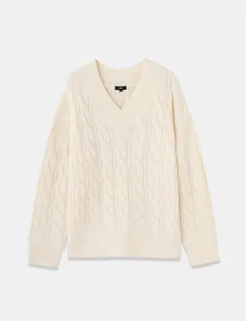 PLST 케이블 V넥 스웨터 M