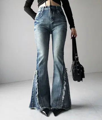 Emmy 프린지 플레어 데님 팬츠