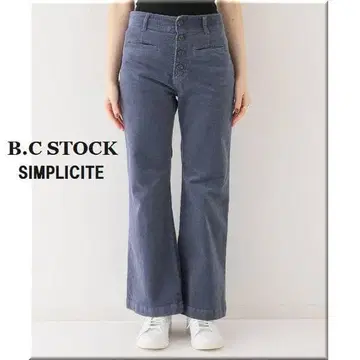 2회 착용 [베이직 스톡] 코듀로이 팬츠 버튼 플라이 톤 다운 블루