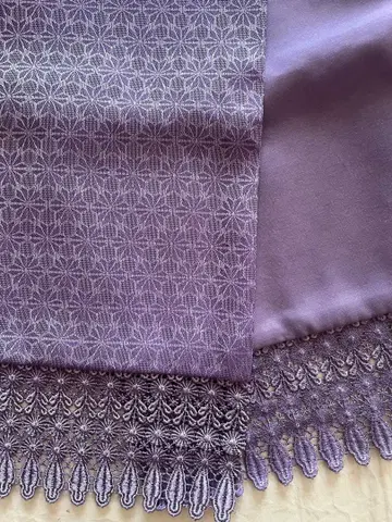 보라색 꽃무늬 기모노 숄 (실크)