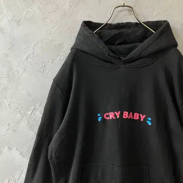 빈티지 후드티 풀오버 센터 프린트 속기모 구제 의류 블랙 IW5