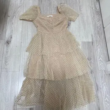 도트 무늬 베이지 원피스 S