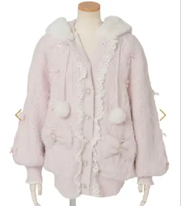 LIZLISA 토끼 귀 코트 페더 니트 후드티