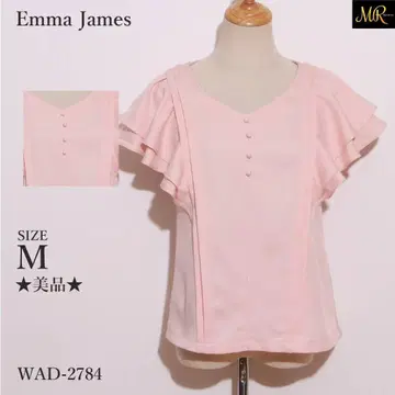 새상품급 Emma James 블라우스 반팔 V넥 프릴 슬리브 페미닌