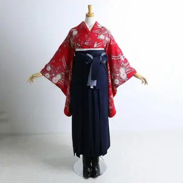 졸업 하카마 니샤쿠소데 기모노 단품 빨간색 계열 기성복 Z07891