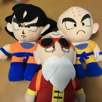드래곤볼 무천도사. 크리링. 손오공 3체 봉제 인형 약 16~20cm