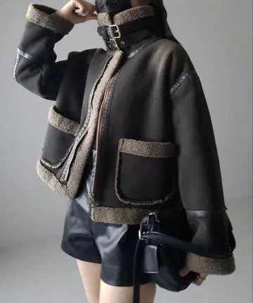 빈티지 데님 무스탕 B-3 크롭 플라이트 자켓