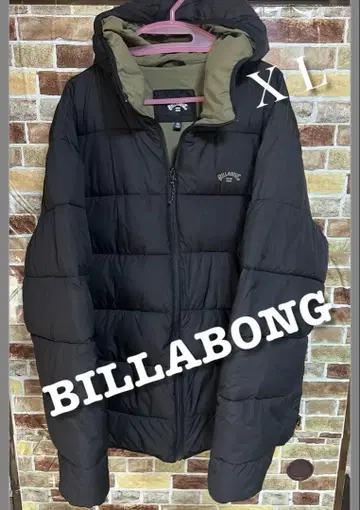 BILLABONG 후드 부착 다운 자켓 XL 블랙