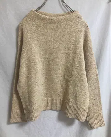 INDIVI 믹스 보트넥 풀오버 베이지 니트 울