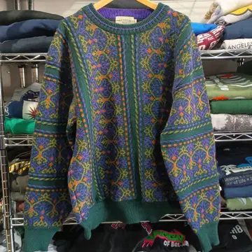 빈티지 구제 의류 일본제 레트로 올 패턴 울 니트