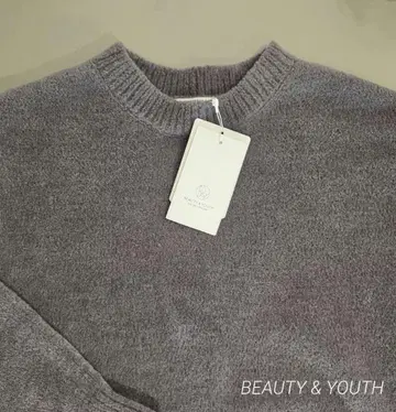 BEAUTY&YOUTH 그레이 크루넥 몰 니트