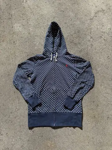 Gymphlex 네이비 도트 무늬 후드 부착 후드티