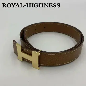 로얄 하이네스 H형 골드 버클 가죽 벨트 이탈리아제 70cm