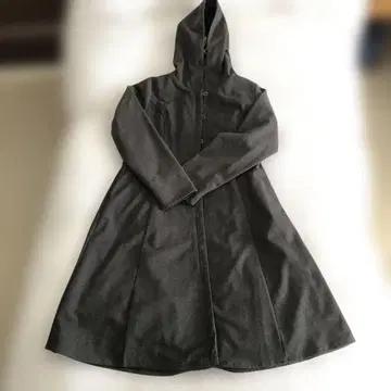 그레이 후드 부착 울 코트