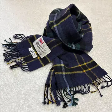 새상품급 트래디셔널 웨더웨어 체크 울 머플러 네이비