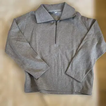 하프 지퍼 긴팔 니트 그레이 다크 그레이