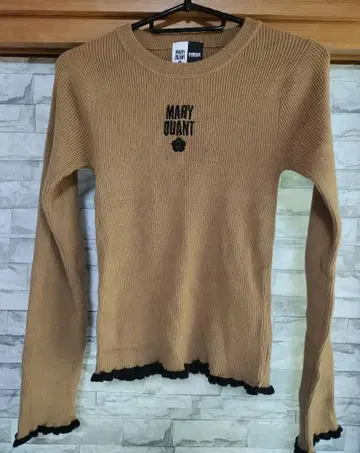 MARY QUANT 베이지 리브 스웨터