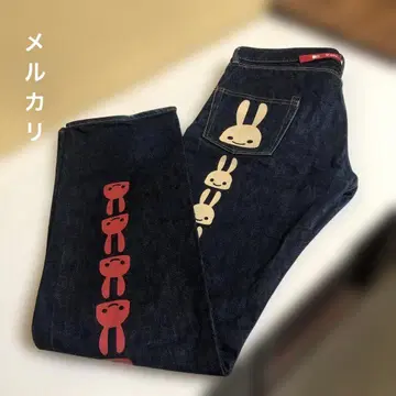 큔 토끼 프린트 다크 블루 데님 11개 2 사이즈 34