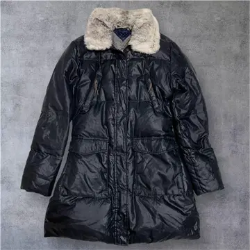 [ 레어 ] 타미힐피거 다운 코트 퍼 블랙 M A 라인 소가죽