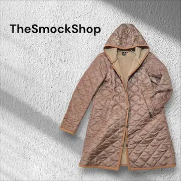 브라운 퀼팅 코트 후드 부착 M