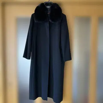 여성용 - 캐시미어 블랙 퍼(fur) 포함 롱 코트