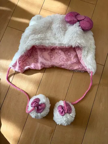 헬로키티 퍼 모자 핑크