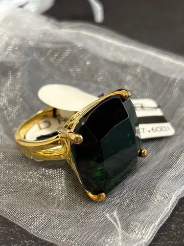 dresser 드레서 반지 유리 반지 빈티지 짙은 녹색 그린