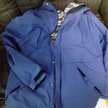 3WAY 파랑 스트라이프 안감 후드 부착 자켓