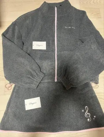 smyeon 플리스 지퍼 바이컬러 블루종 플리스 바이컬러 미니 스커트