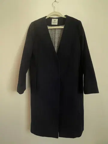 나노 유니버스 노카라 코트 벨트 포함 네이비