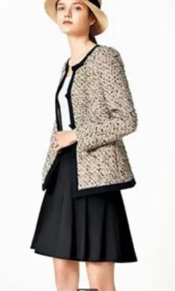 FOXEY 노카라 자켓 트위드 40