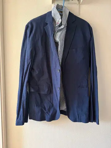 네이비 린넨 테일러드 자켓