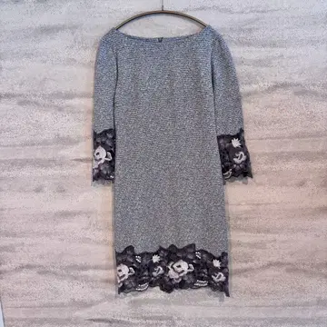 그레이스 콘티넨탈 밑단 자수 타이트 원피스 36