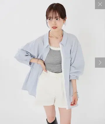 mystic 레이어드 스트라이프 드로스트 셔츠