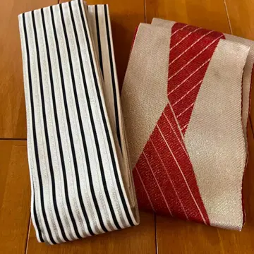 남성용 오비 화이트 블랙 스트라이프와 빨간색 금색 스트라이프