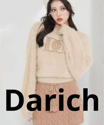 다리치 darich 퀼트 로고 샤기 니트탑 스웨터