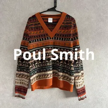 새상품급 폴스미스 노르딕 무늬 V넥 니트 긴팔 울100%